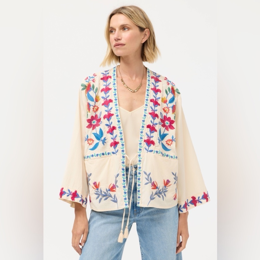 JOHNNY WAS Elizabeth Front Tie Patchwork Kimono (S)